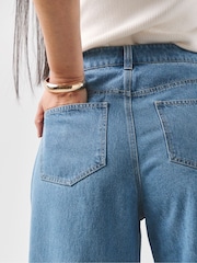 JD Williams Blue Pleat Front Wide Leg Jeans - Image 4 of 4