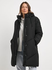 JD Williams Black Padded Mid Length Coat - Image 1 of 4