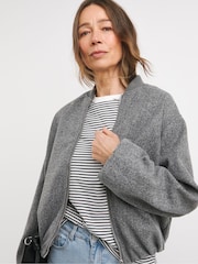 JD Williams Grey Wool Like Bomber Jacket - Image 1 of 4