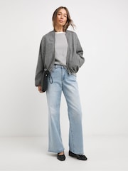 JD Williams Grey Wool Like Bomber Jacket - Image 3 of 4