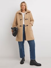 JD Williams Natural Collared Duffle Teddy Mid Length Coat - Image 2 of 4