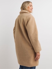 JD Williams Natural Collared Duffle Teddy Mid Length Coat - Image 3 of 4
