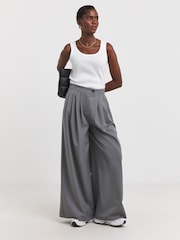 JD Williams Grey Super Wide Leg Trousers - Image 1 of 4