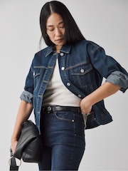 JD Williams Blue Oversized Trucker 100% Cotton Jacket - Image 1 of 4