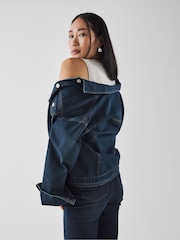 JD Williams Blue Oversized Trucker 100% Cotton Jacket - Image 2 of 4