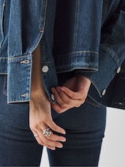 JD Williams Blue Oversized Trucker 100% Cotton Jacket - Image 4 of 4