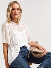 JD Williams White Woven Lace Panel Top - Image 1 of 4