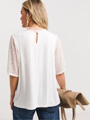 JD Williams White Woven Lace Panel Top - Image 2 of 4