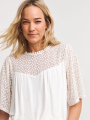 JD Williams White Woven Lace Panel Top - Image 4 of 4