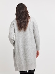JD Williams Grey Ribbed Cardigan with Pockets - Image 2 of 4