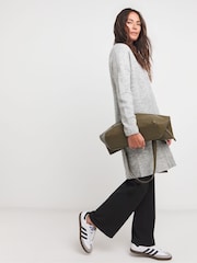 JD Williams Grey Ribbed Cardigan with Pockets - Image 3 of 4