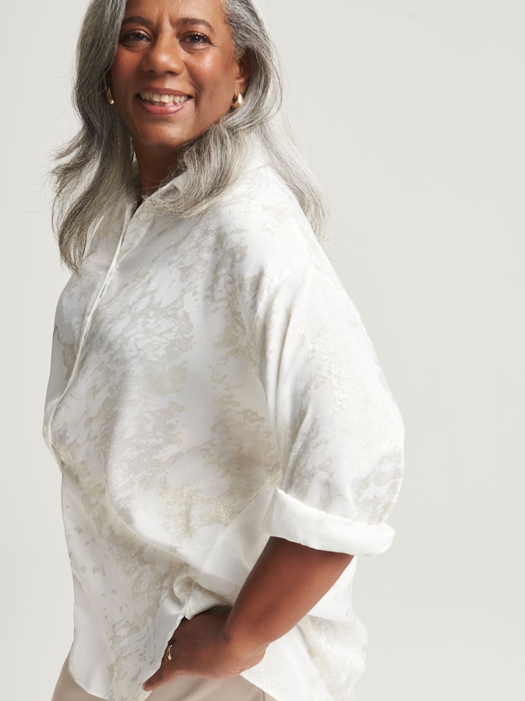 JD Williams White Foil Print Shirt - Image 1 of 4