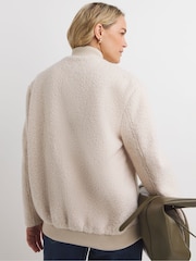 JD Williams Cream Wool Like Bomber Jacket - Image 2 of 4