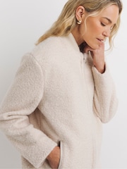 JD Williams Cream Wool Like Bomber Jacket - Image 4 of 4
