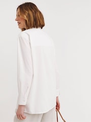 JD Williams Cream 100% Cotton Pullover Zip Detail Shirt - Image 2 of 4