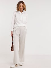 JD Williams Cream 100% Cotton Pullover Zip Detail Shirt - Image 3 of 4