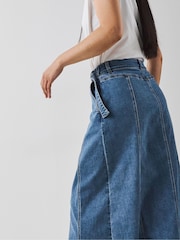 JD Williams Blue Denim Belted Wrap Midi Skirt - Image 4 of 4