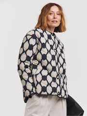 JD Williams Cream Printed Short Quilt Jacket - Image 1 of 4