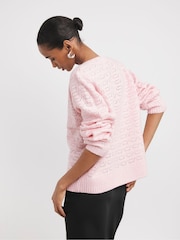 JD Williams Pink Open Stitch Crew Neck Knitted Jumper - Image 2 of 4