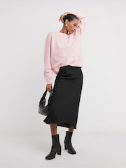 JD Williams Pink Open Stitch Crew Neck Knitted Jumper - Image 3 of 4