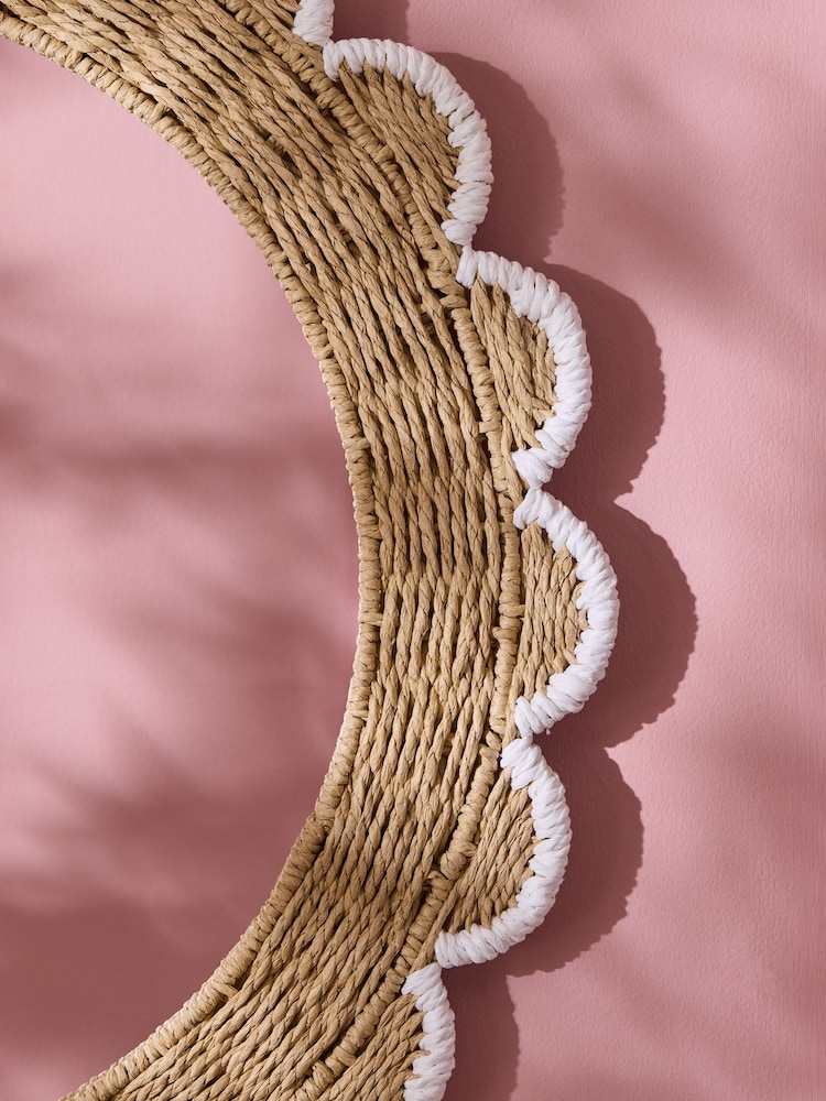 Jojo Maman Bébé Natural & White Elodie Scallop Kids Mirror - Image 6 of 6