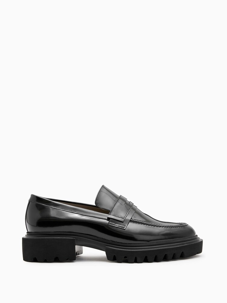 AllSaints Black Vinni Loafers - Image 1 of 5