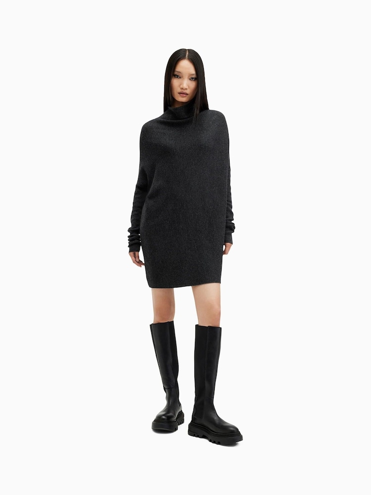 AllSaints Black Ridley Jumper Dress - Image 2 of 7