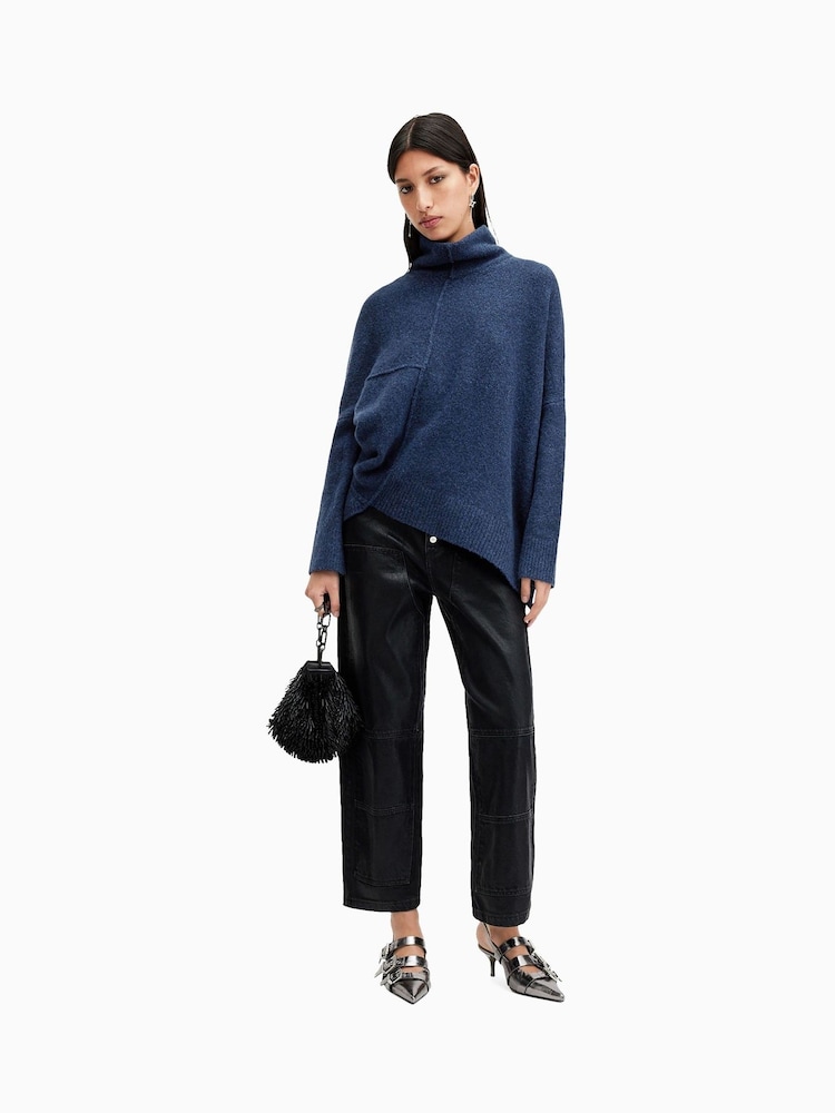 AllSaints Blue Lock Roll Neck Jumper - Image 1 of 8