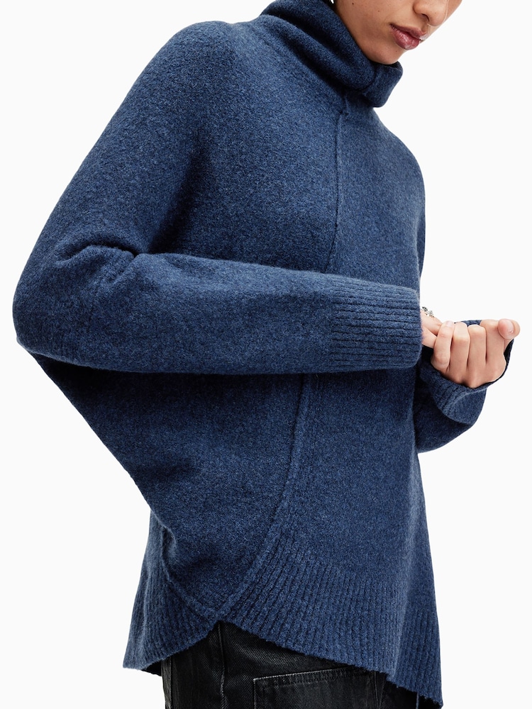 AllSaints Blue Lock Roll Neck Jumper - Image 5 of 8