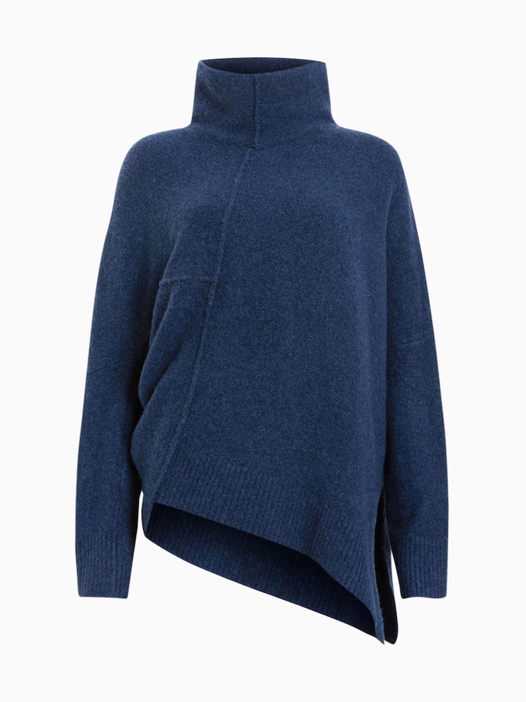 AllSaints Blue Lock Roll Neck Jumper - Image 8 of 8
