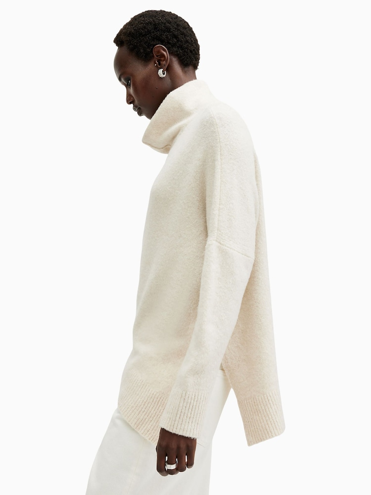AllSaints White Lock Roll Neck Jumper - Image 3 of 8
