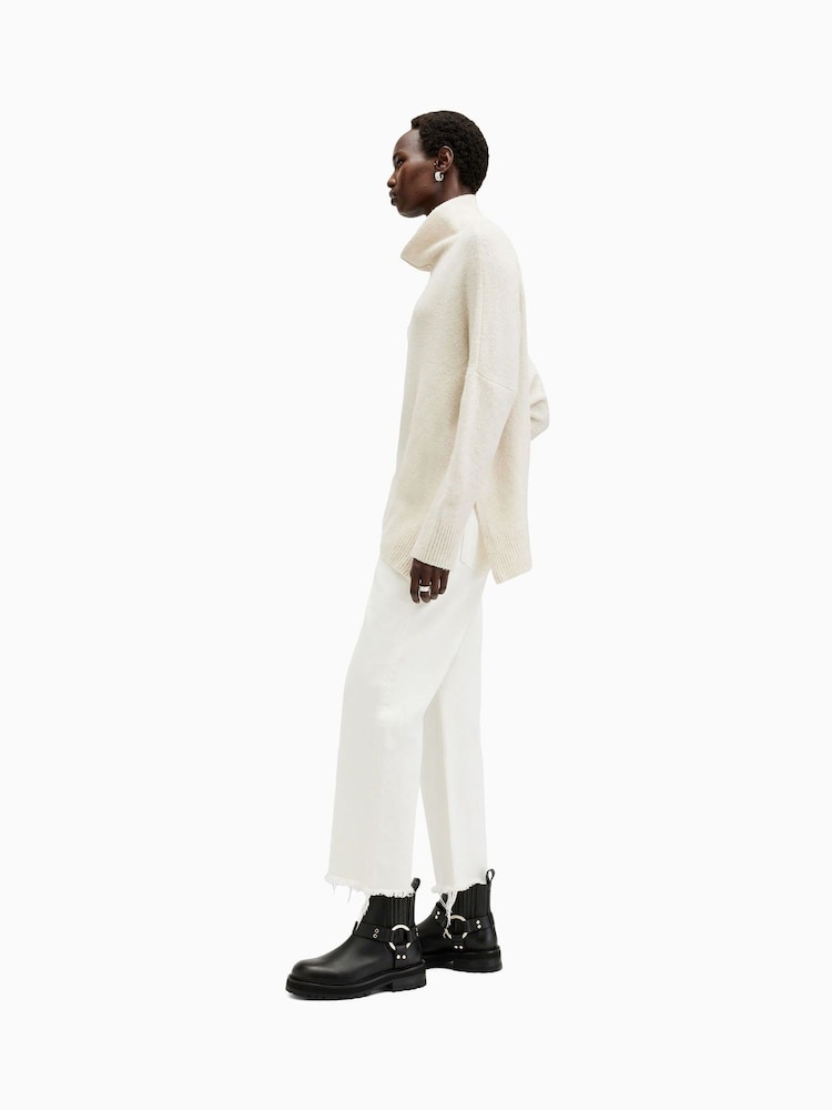 AllSaints White Lock Roll Neck Jumper - Image 6 of 8