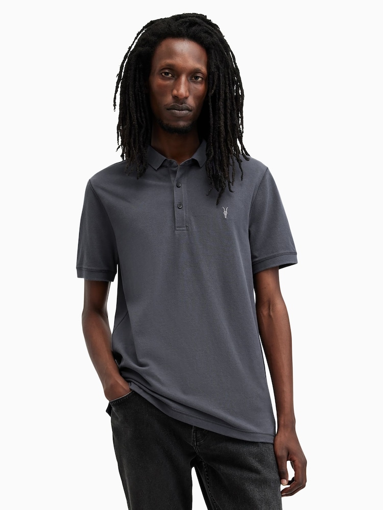 Синий - Рубашка поло с короткими рукавами Allsaints Reform - Image 1 of 6