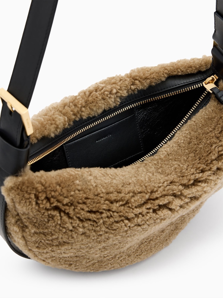 AllSaints Brown Half Moon Cross-Body Bag - Image 2 of 6