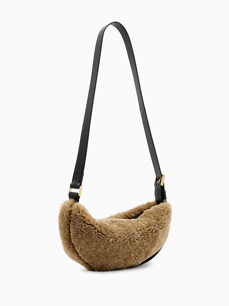 AllSaints Brown Half Moon Cross-Body Bag - Image 6 of 6