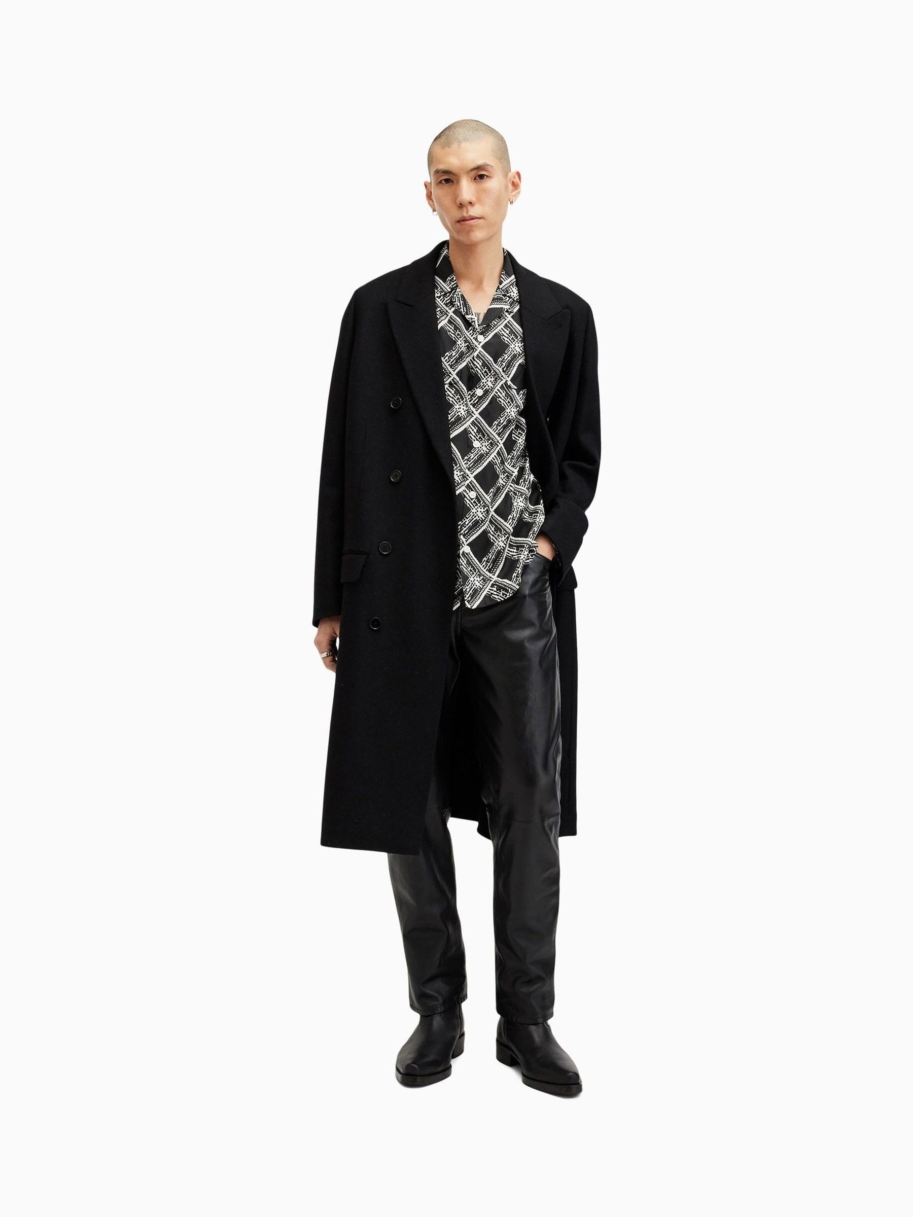 【23SS】A&S / Gather bottom shirts Buy AllSaints Black Grid Long Sleeve Shirt from Next USA