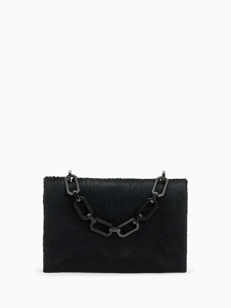 AllSaints Black Yua Luxe Clutch - Image 1 of 10