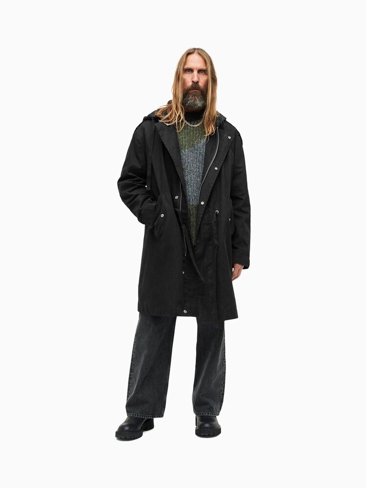 AllSaints Black Birdman Parka - Image 10 of 11