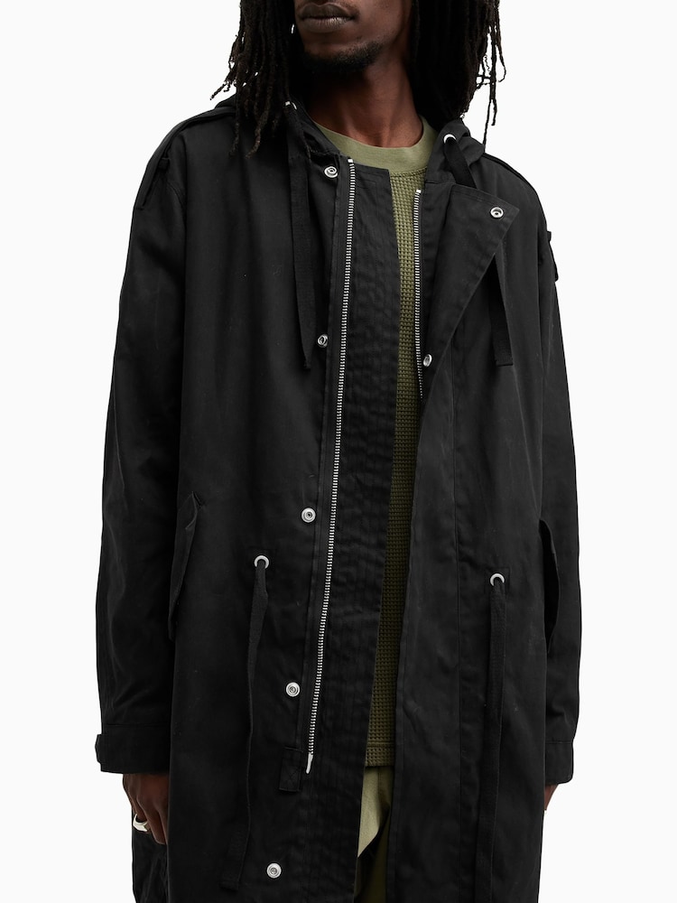 AllSaints Black Birdman Parka - Image 2 of 11