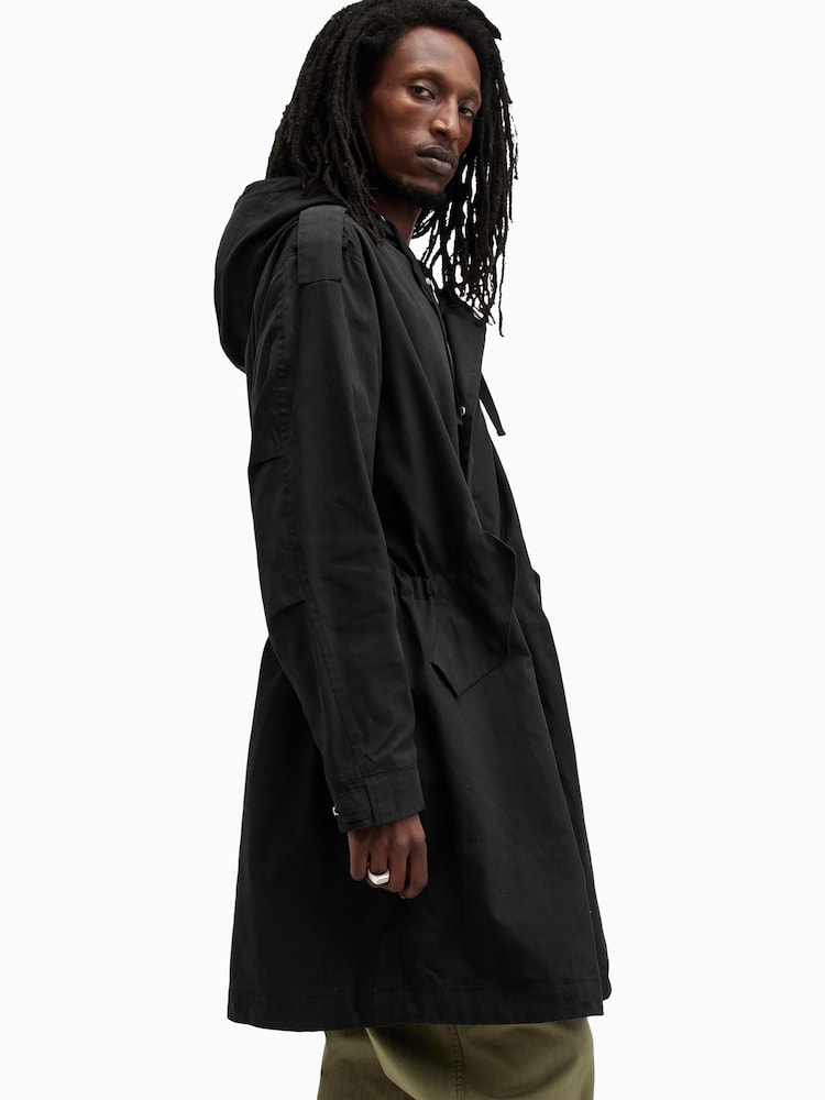 AllSaints Black Birdman Parka - Image 3 of 11