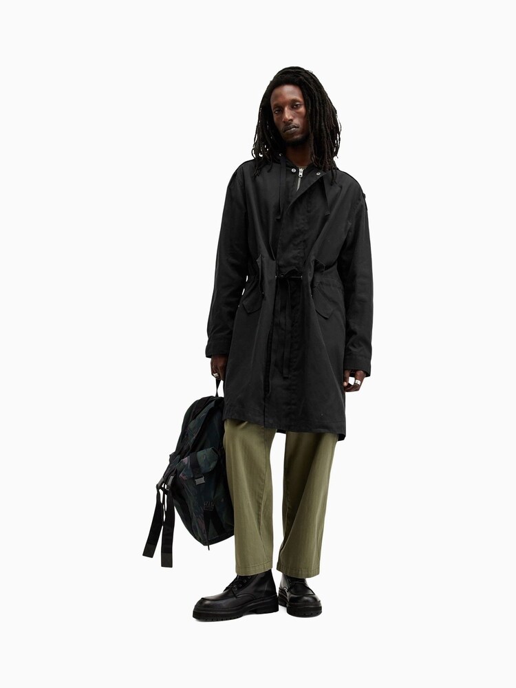 AllSaints Black Birdman Parka - Image 4 of 11