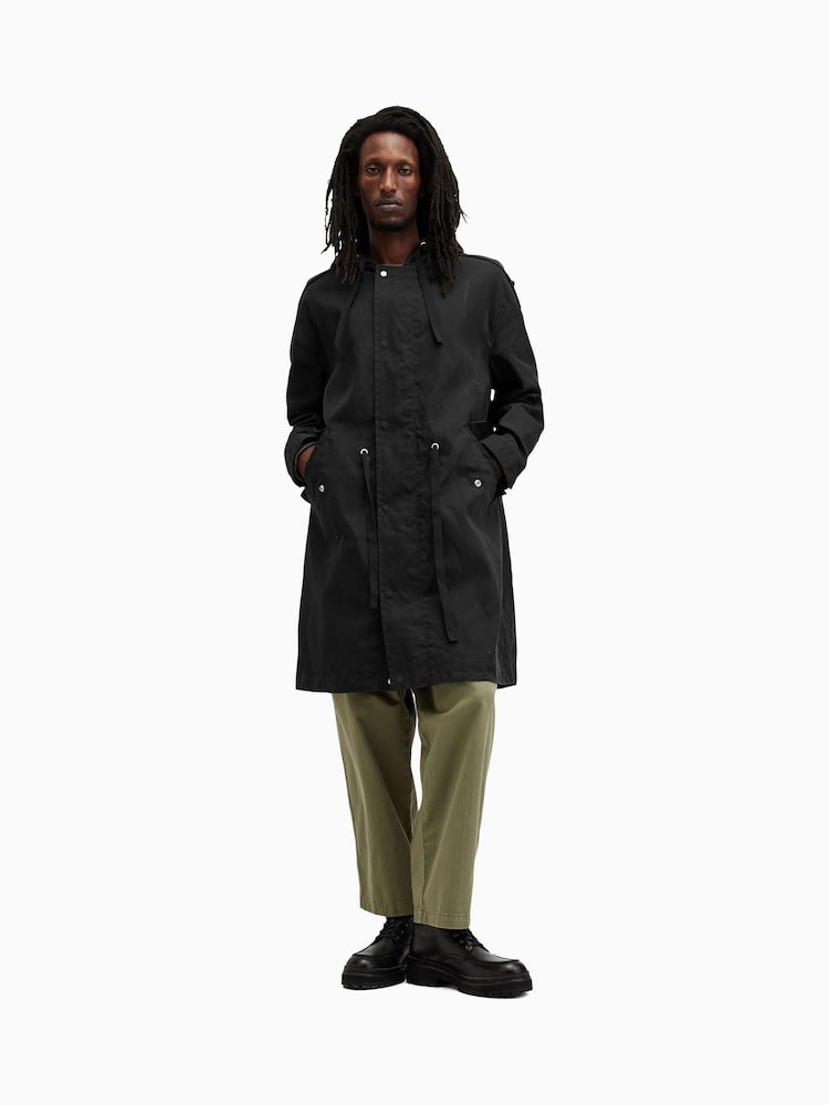 AllSaints Black Birdman Parka - Image 6 of 11