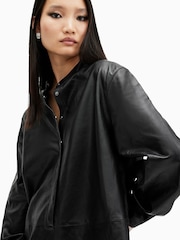 AllSaints Black Sara Leather Shirt - Image 3 of 7