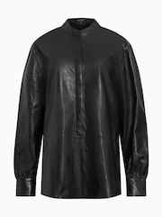 AllSaints Black Sara Leather Shirt - Image 7 of 7
