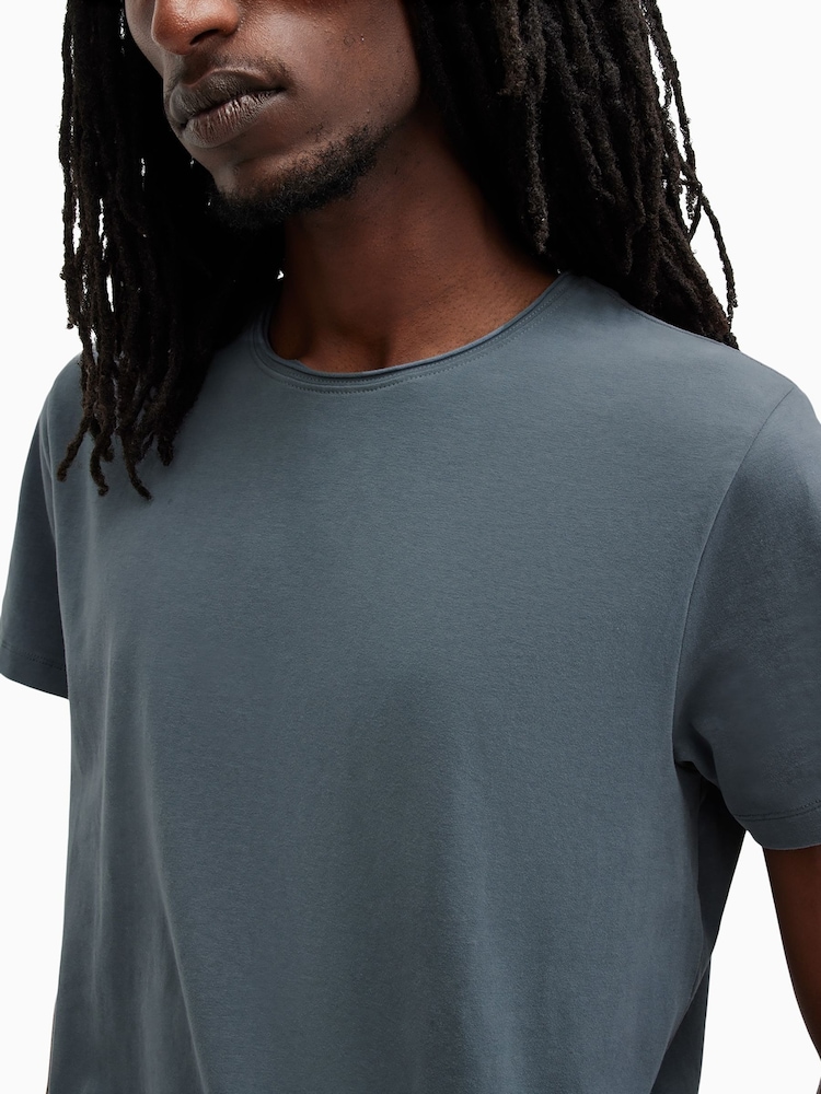 AllSaints Blue Bodega Short Sleeve Crew T-Shirt - Image 2 of 6