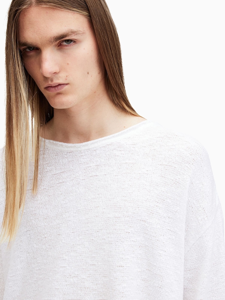 AllSaints White 100% Cotton Sears Crew T-Shirt - Image 2 of 7