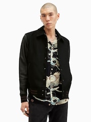 AllSaints Black Mason Bomber Jacket - Image 4 of 8