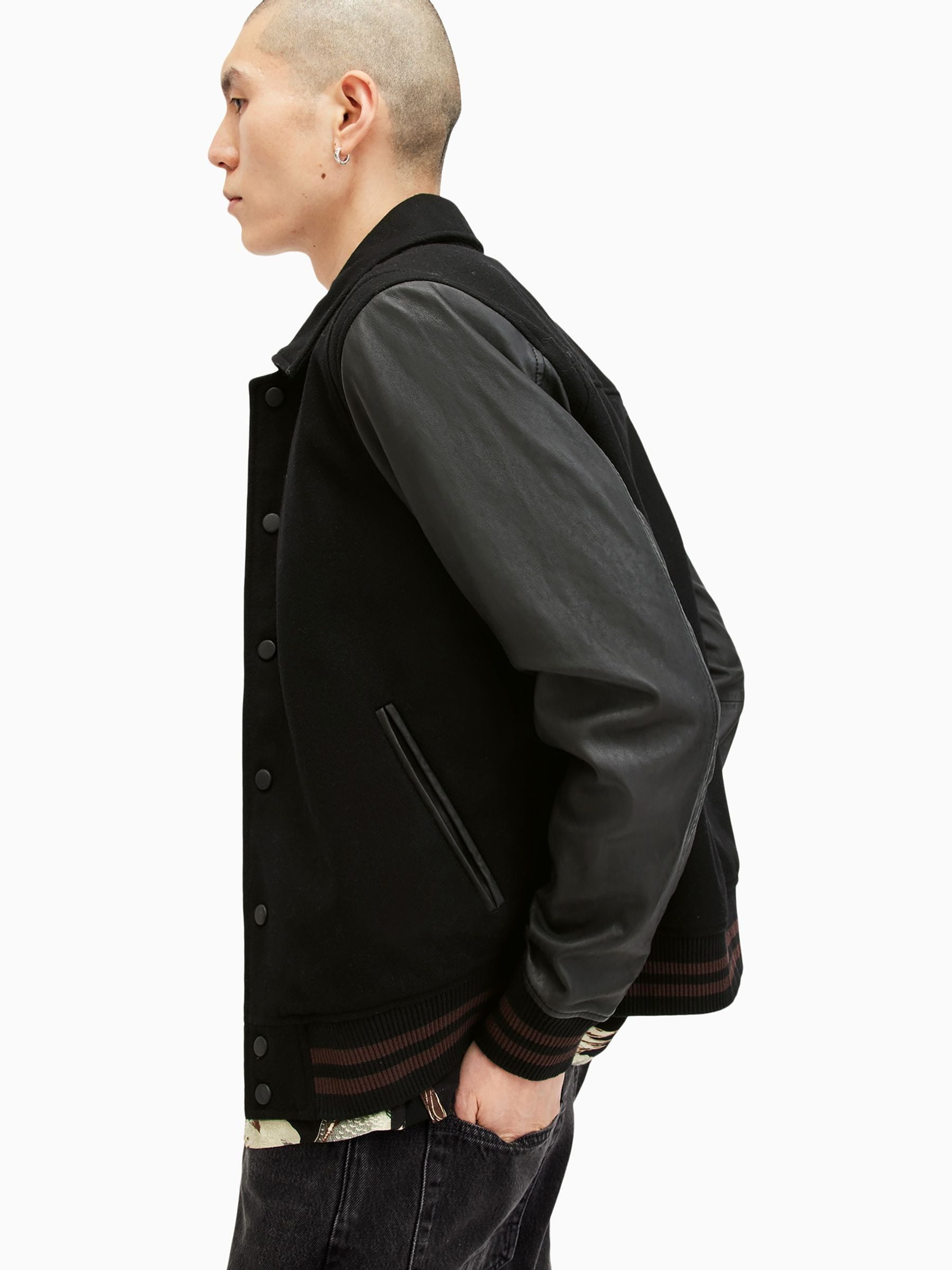 ALLSAINTS UTILITY LTHR BOMBER牛革（Black） Buy AllSaints Black Mason Bomber Jacket from Next USA