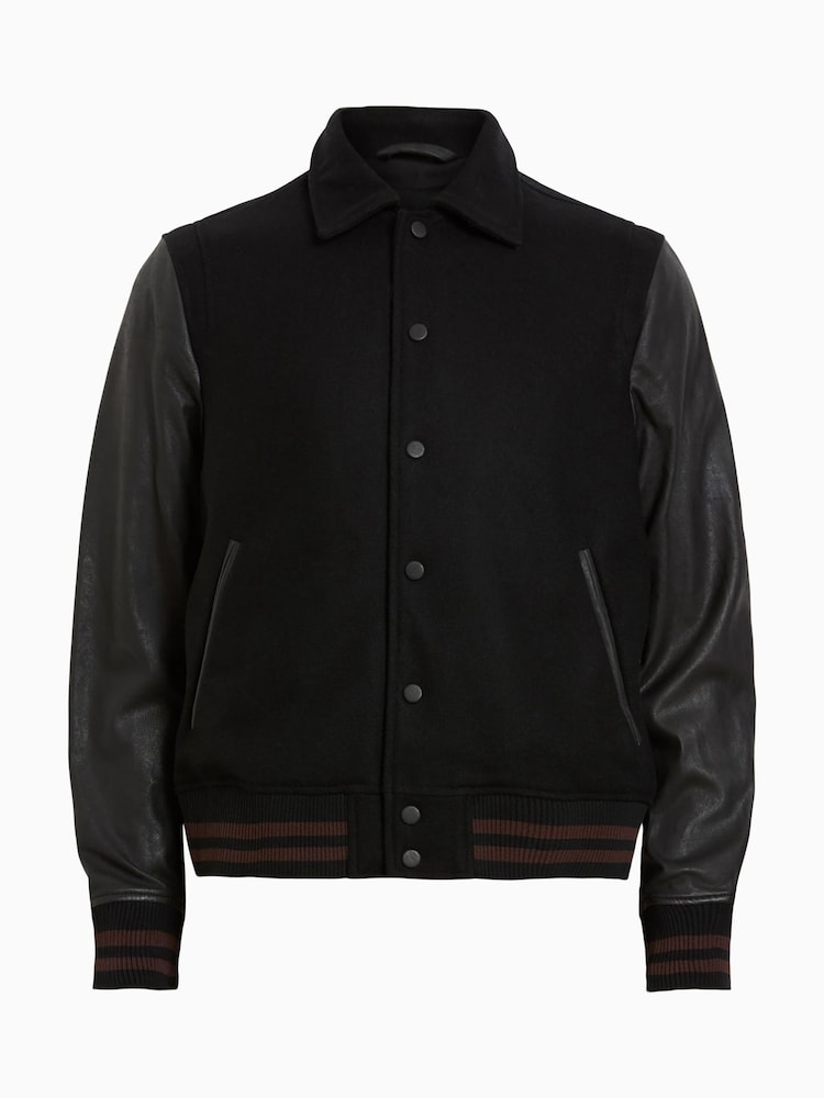 AllSaints Black Mason Bomber Jacket - Image 8 of 8