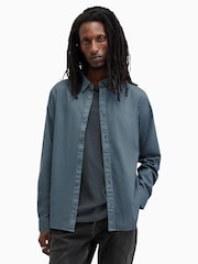 AllSaints Blue Hawthorne Long Sleeve Shirt - Image 1 of 7